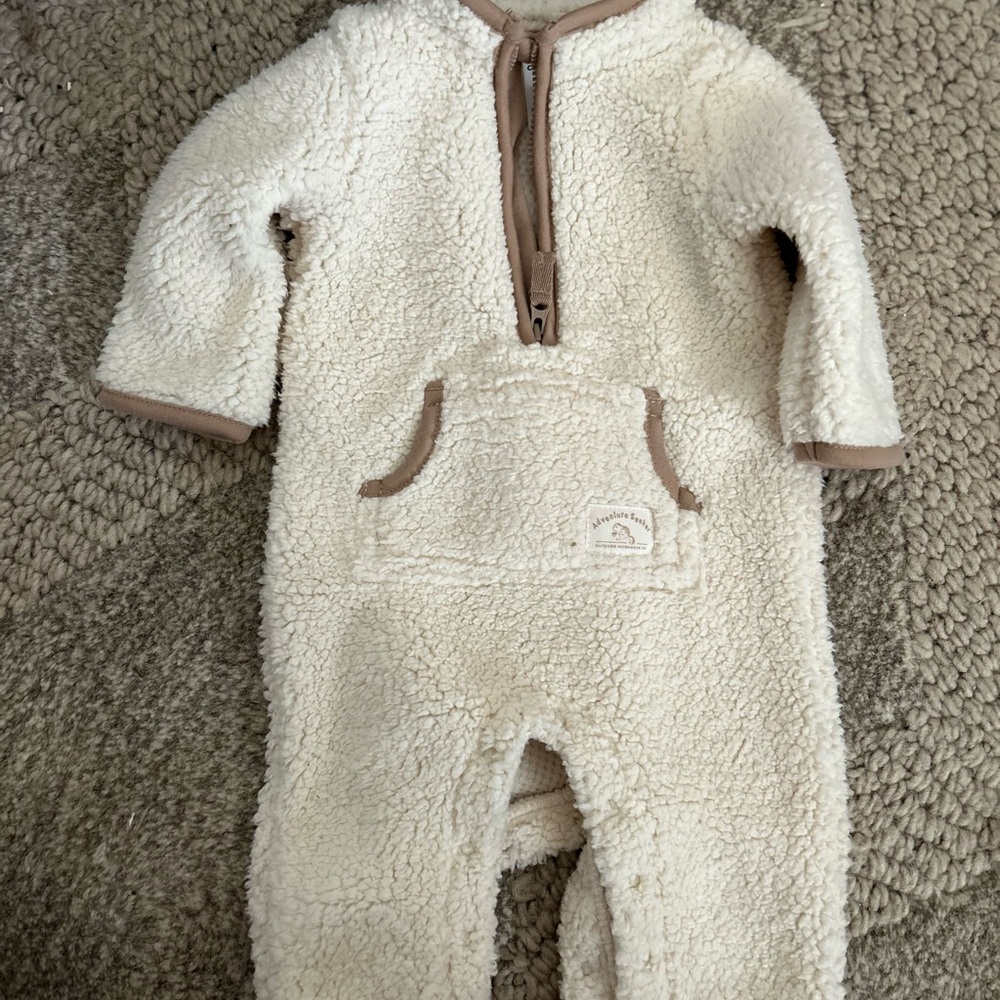 Carter's Cream and Tan Sherpa Jumpsuit
